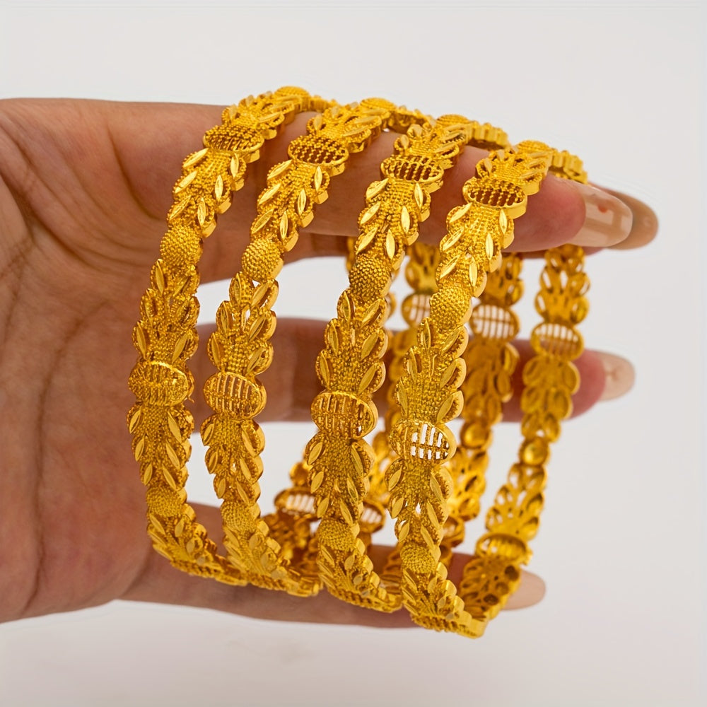 Set of 4 Alloy Cuff Bracelets for Women Open Style Fashion Jewelry Gift