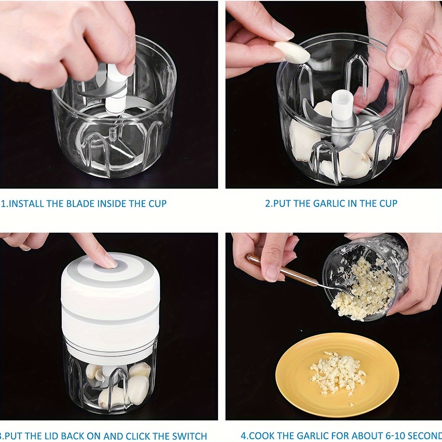 Mini Food Processor Blender 250ml USB Rechargeable 500mAh Lithium Battery