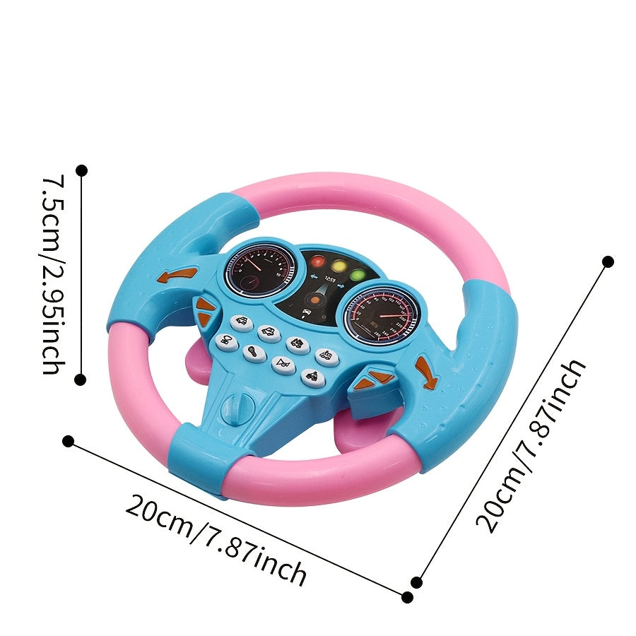 Toy Steering Wheel for Kids 3+ ABS Resin Battery-Free Educational Toy in Yellow and Pink