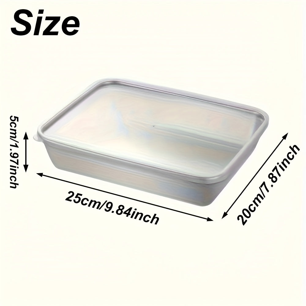 Set of 6 Large Stainless Steel Square Food Storage Containers Leakproof Stackable for Meat Fruits Vegetables