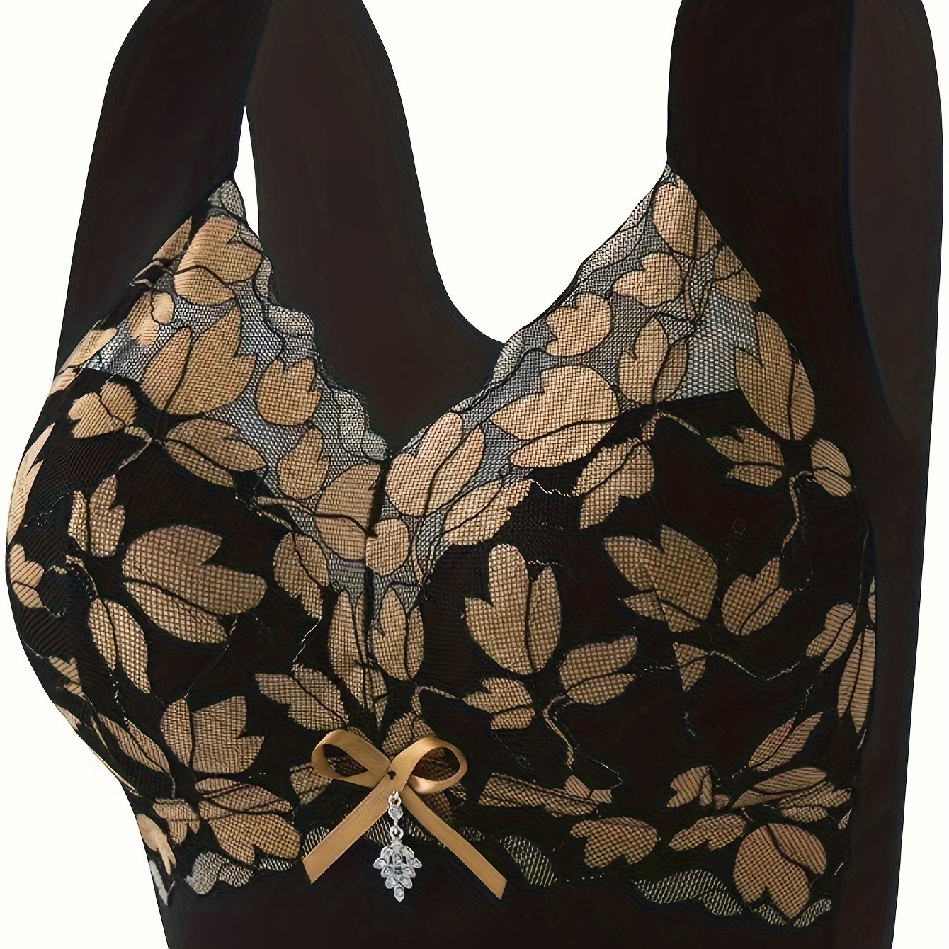 Women's Adjustable Wireless Lace Bra with Side Support and Breathable Fabric