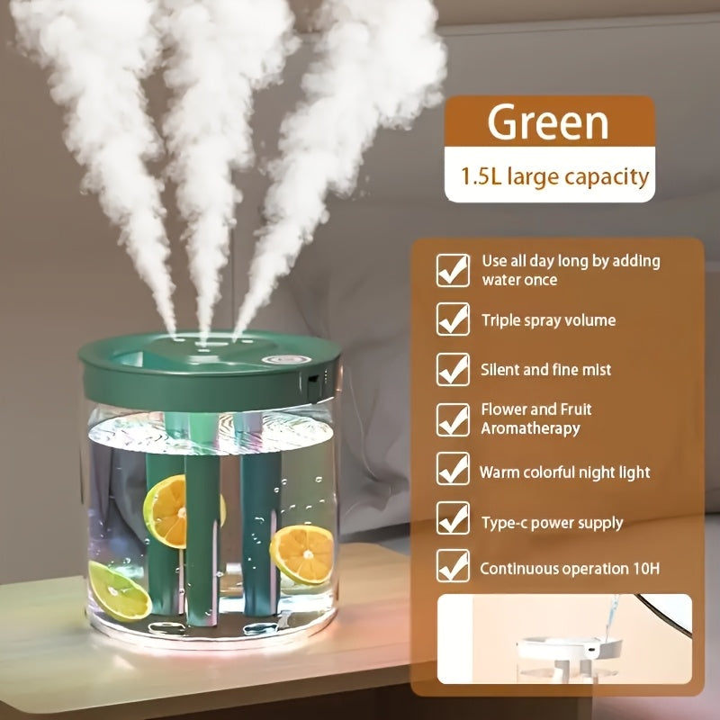 Aromaterapiya namlagich USB bilan quvvatlanadigan Oq Yashil Sariq 3 Bug' chiqaradigan portlar