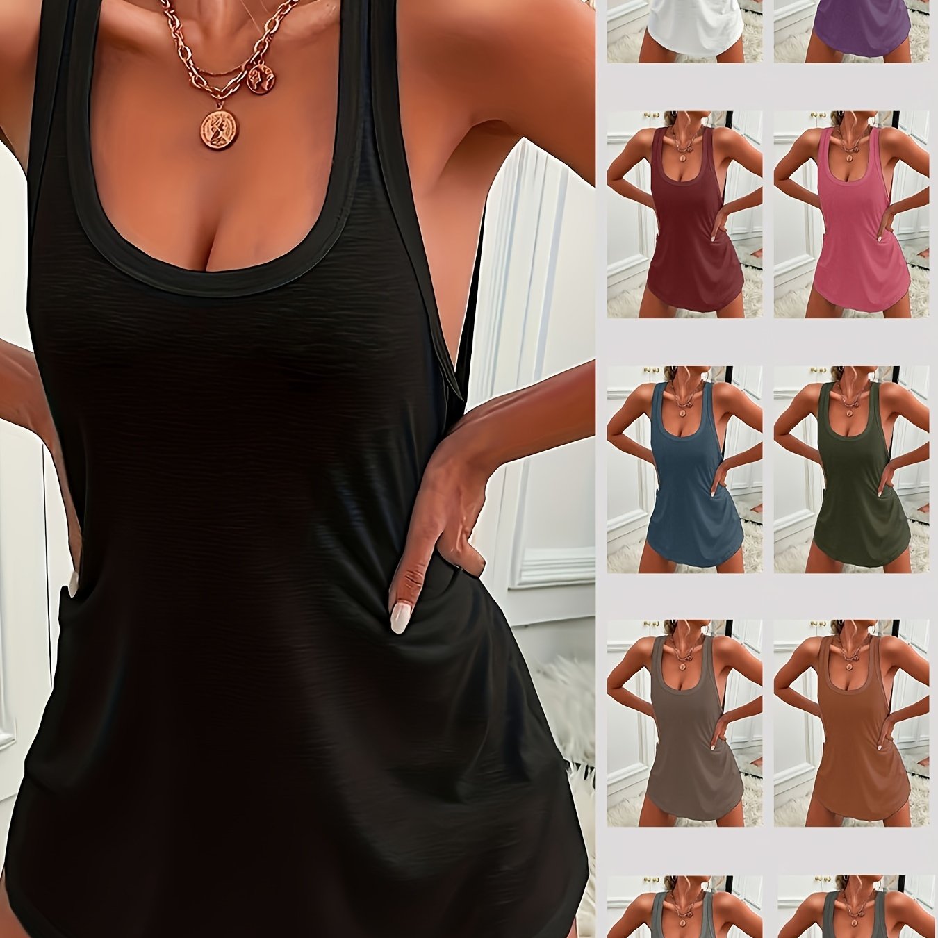 Women's Sleeveless Lounge Dress with Crew Neck, Solid Polyester, All-Season Elegant Loungewear