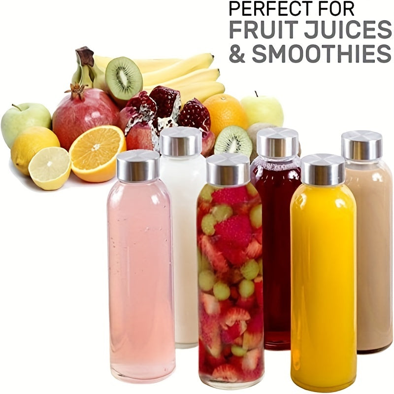 Set of 2/4/6 Clear Glass Bottles with Lids, 18 Oz, Reusable Juice Storage