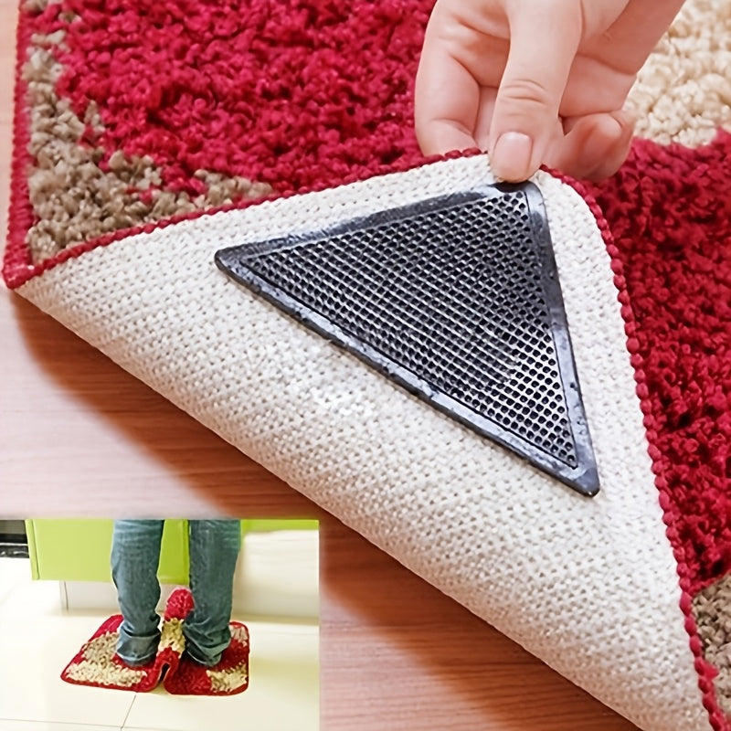 Set of 8 Reusable Washable Anti-Slip Carpet Clips with Double-Sided Tape