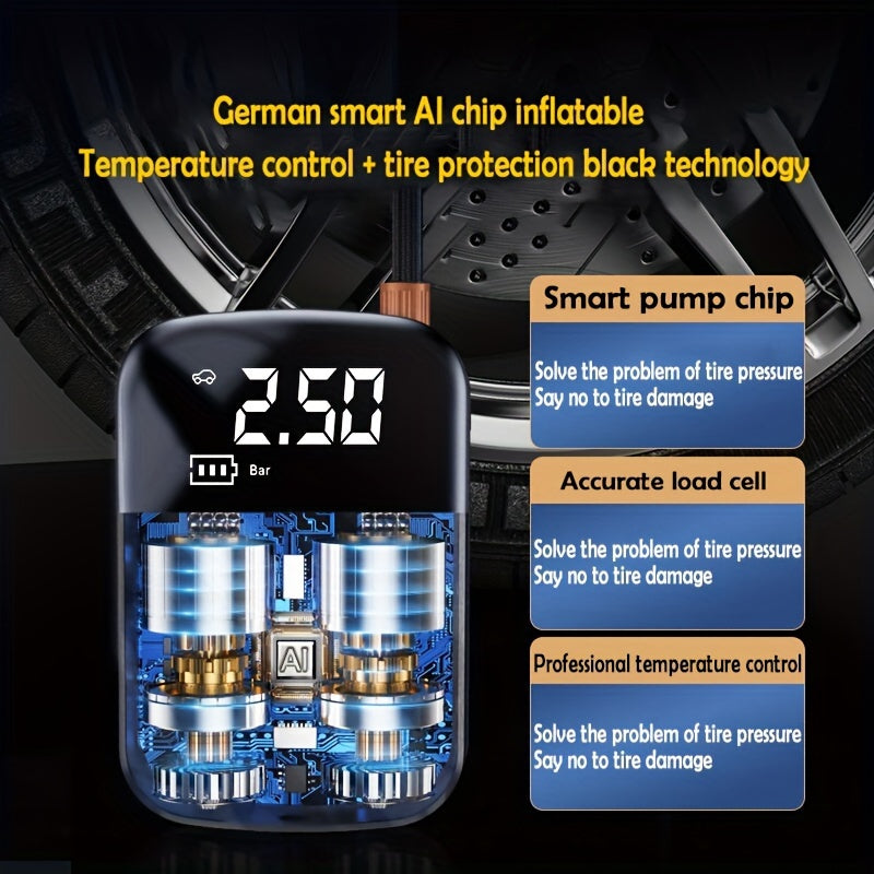 Portable Rechargeable Air Pump Tire Inflator Digital Compressor for Car Bike Balls