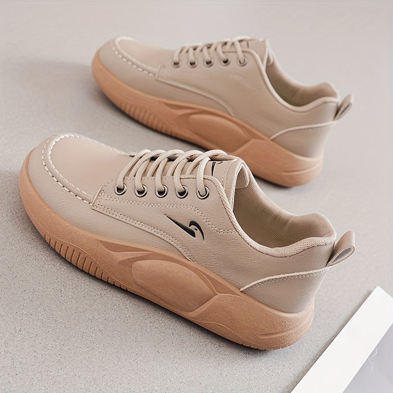 Women's Casual Sneakers Low Top Lace-Up Solid Color Fabric Lined PU Sole