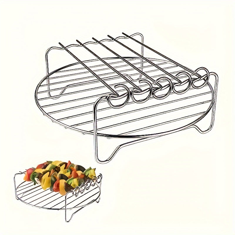 Havo fritöyeri uchun Mini Double Deck Grill, Dumaloq Paslanmaydigan Po'lat Grill, Bug' Rack, Baliq Rack, Non Rack va Fritöyer Aksesuarlar Asboblari.
