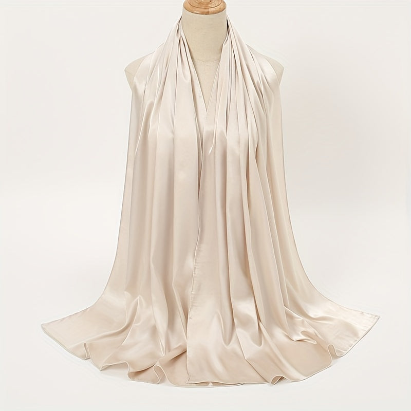 Solid Color Chiffon Shawl and Satin Hijab for Casual Outdoor Sun Protection