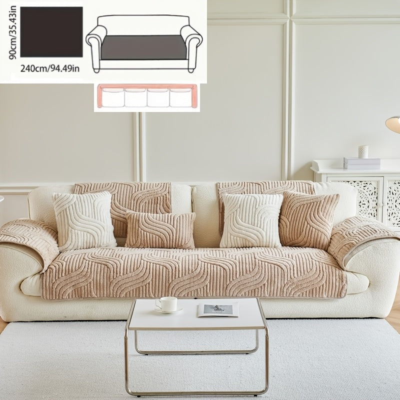 Klassik Stripe Divan qopqog'i, sirpanmaydigan, itga do'st polyester himoya, kreslo, divan, 3-4 o'rinli bo'lakli bo'lak