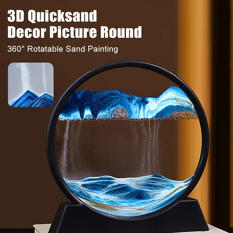 3D Quicksand Art Desktop Sand Landscape Blue Black Fiberglass Home Office Decor Winter New Year