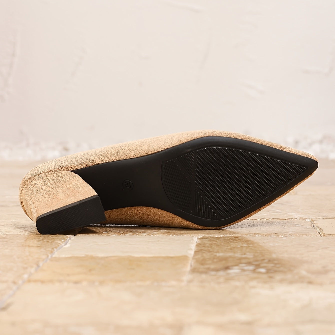 Women's Fabric Pointed Toe Slip-On Mules with Cushioned Insole in Beige Pink