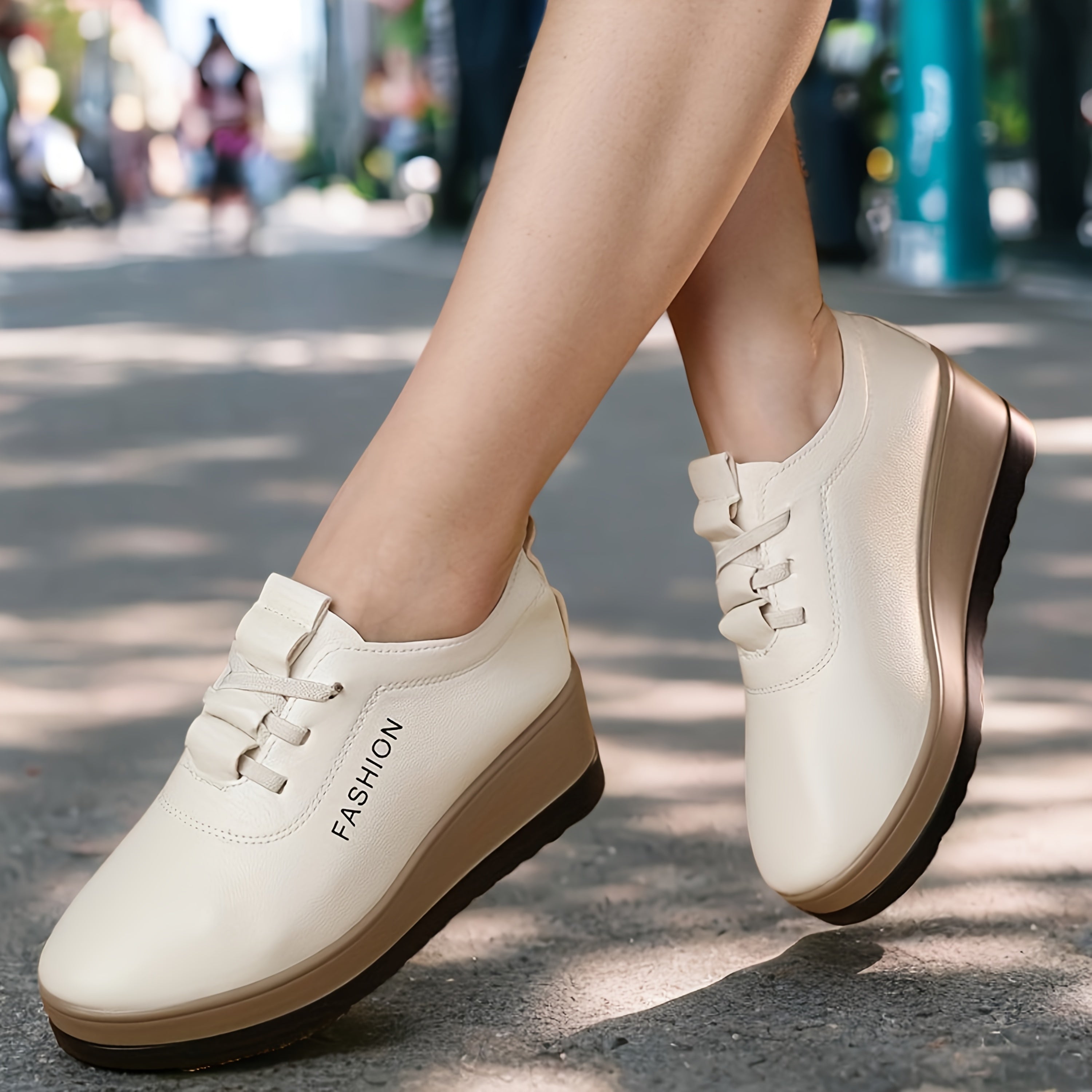 Women Slip-On Platform Loafers with Anti-Slip Sole Casual Work Shoes