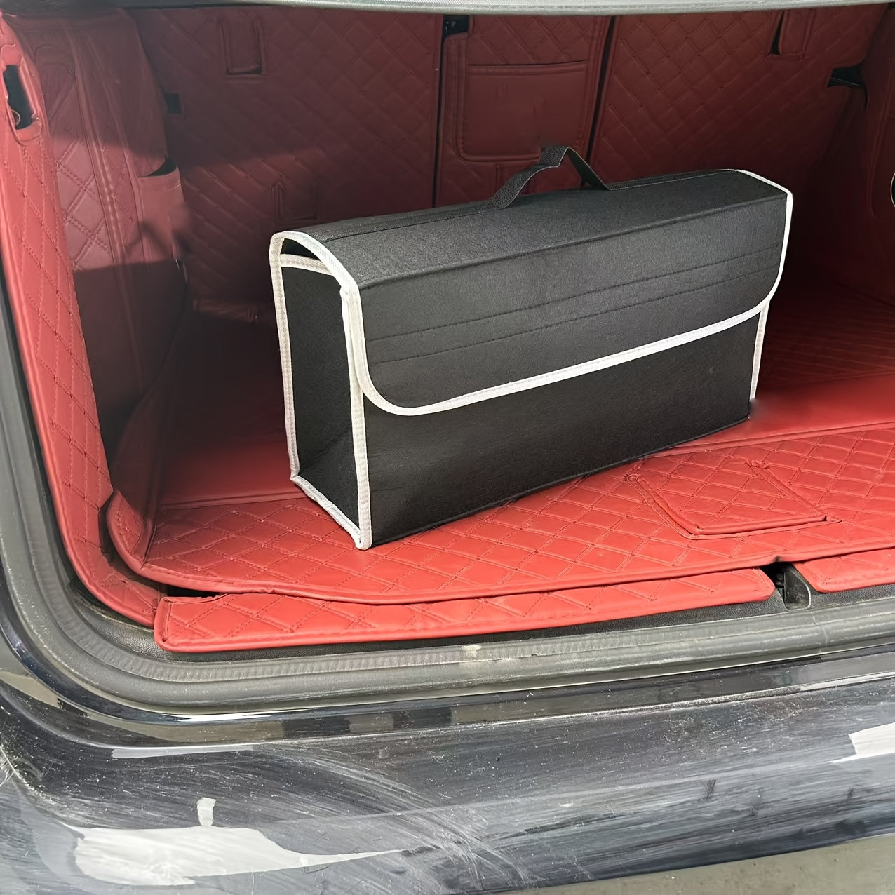 Car Trunk Organizer Felt Foldable Storage Box with Handle and Space Saving