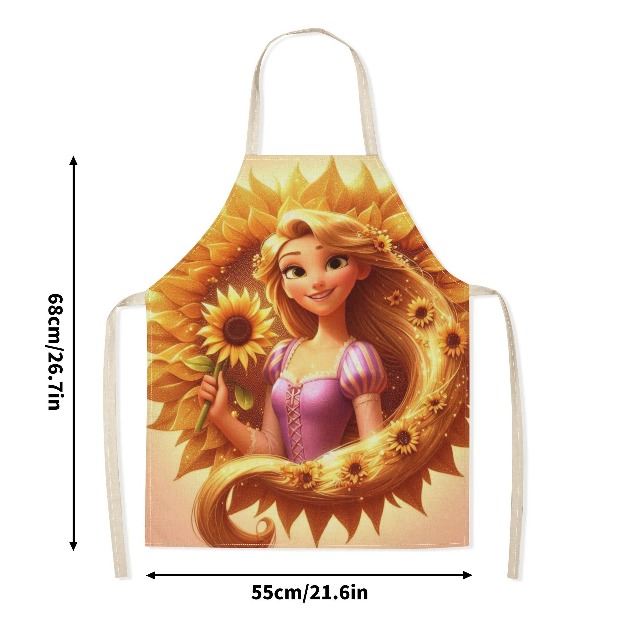 Waterproof Elsa Apron with Cartoon Princess Sunflowers for Kitchen and Restaurant Use