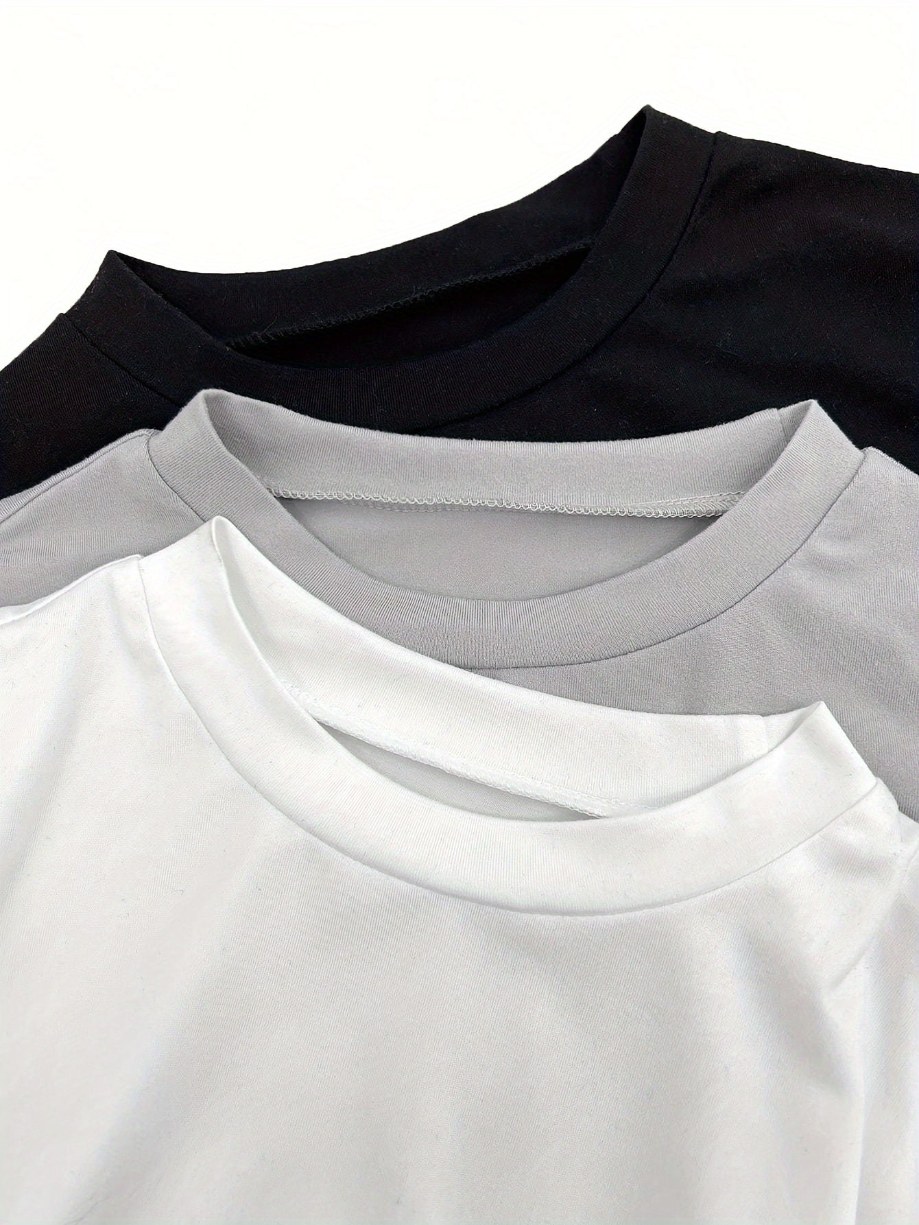 3-Pack Solid Side Ruched Women's Casual Crew Neck Short Sleeve T-Shirts for Spring Summer