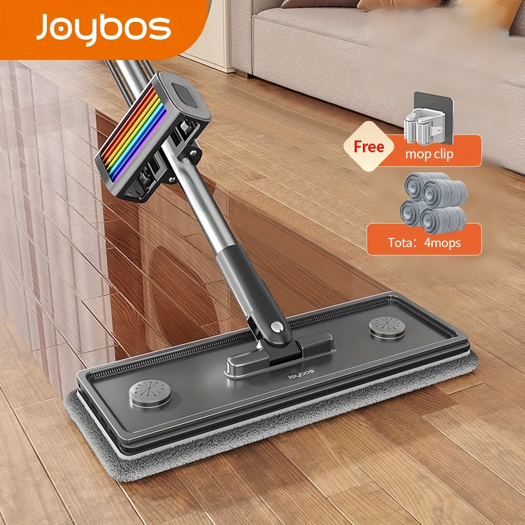 Yomgʻirli tekis mop toʻplami, 4 ta qayta ishlatiladigan mato bilan, yogʻoch, plitka, laminat pol uchun