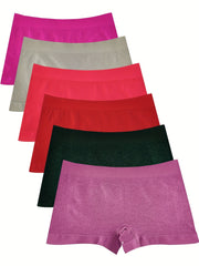 Women's Seamless Low Waist Boyshorts Nylon Stretch Medium Support Pack of 6