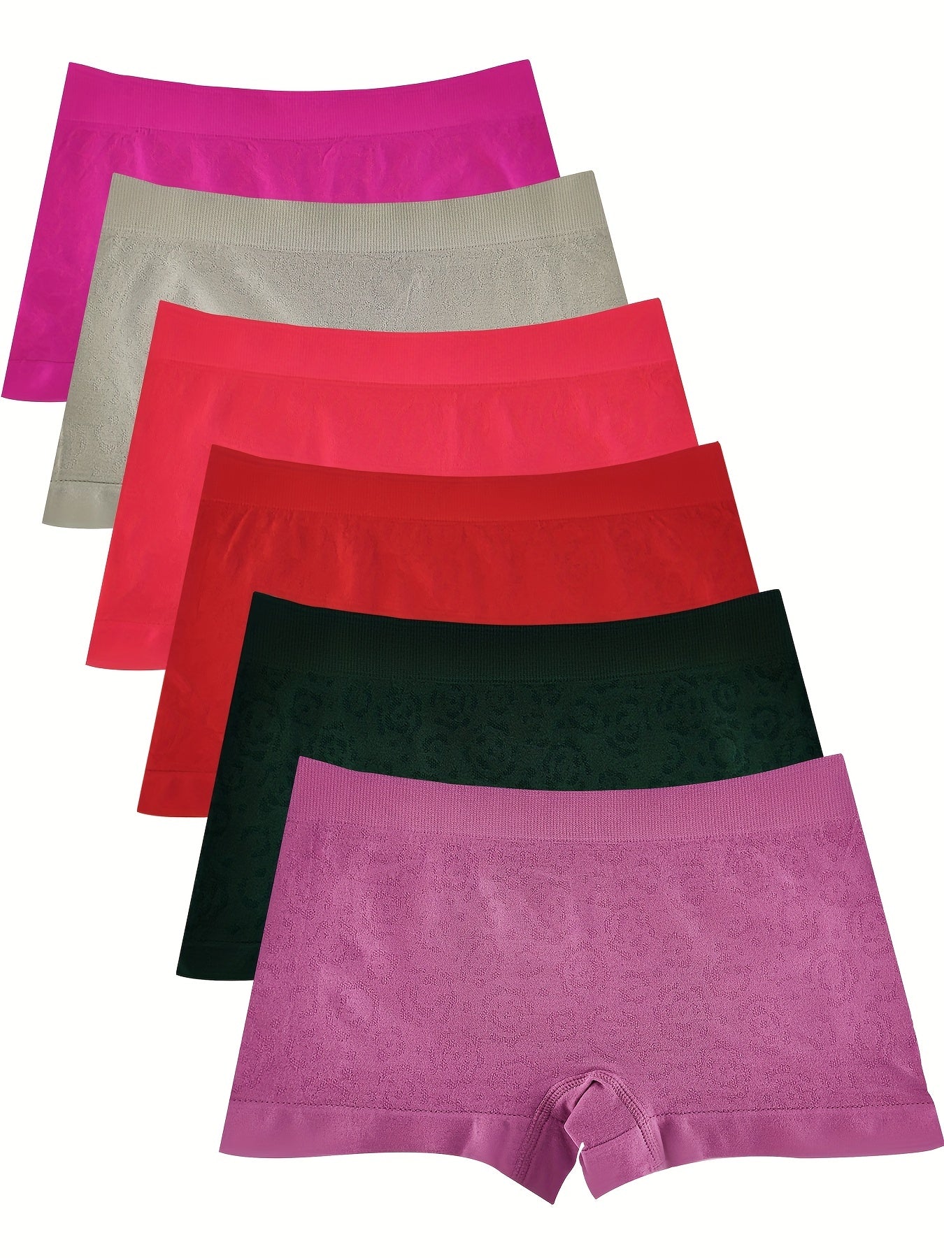 Women's Seamless Low Waist Boyshorts Nylon Stretch Medium Support Pack of 6