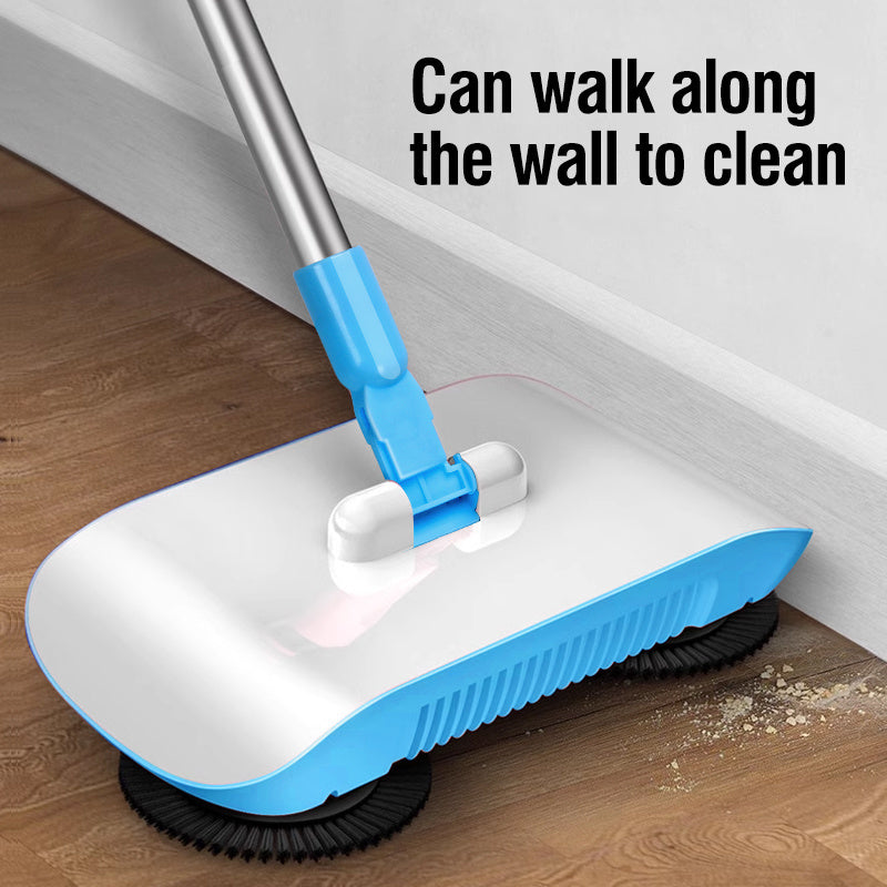 3-in-1 Hand Push Broom with Extended Handle for Hardwood Tile Surfaces