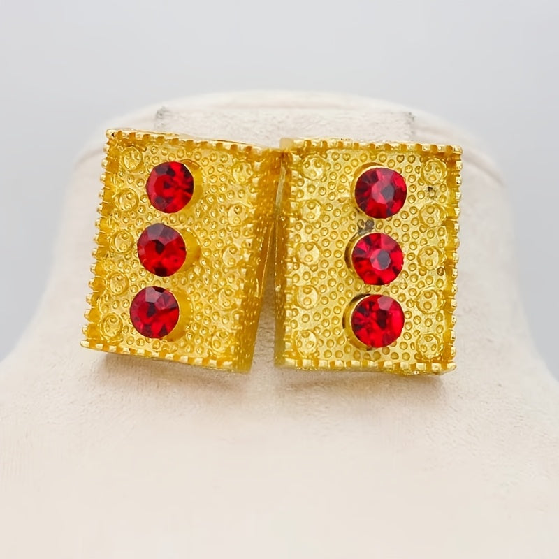 Set of 4 Boho Tribal Jewelry Pieces Necklace Earrings Ring Bracelet 24K Gold Plated Synthetic Zirconia