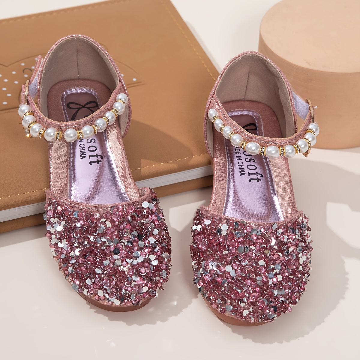 Girls Flat Sandals Glitter Pearl Breathable Lightweight Casual Party Vacation Outdoor