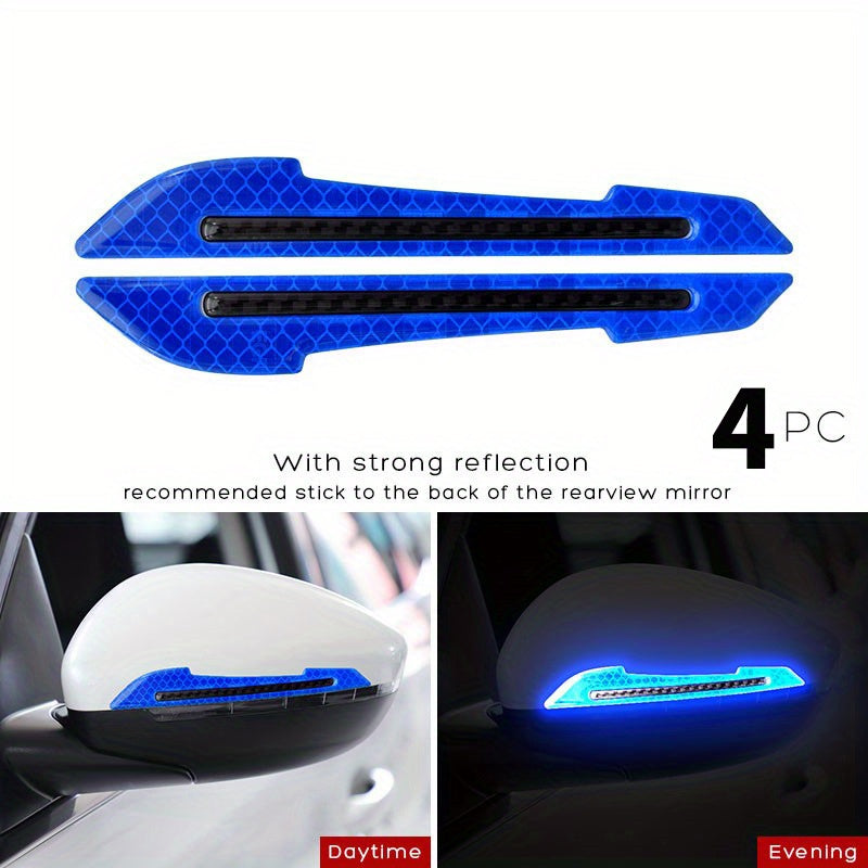 Pairs Reflective Car Rearview Mirror Safety Warning Stickers Auto Film Strips in Red White Blue Green