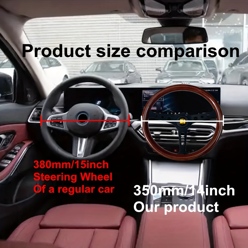 Универсальное деревянное рулевое колесо для гонок и дрифта, 35.56 см, черное/серебро