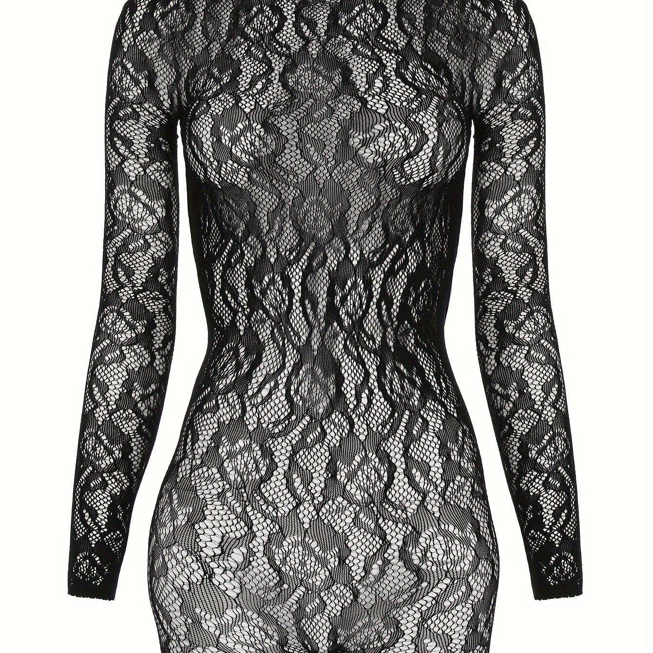 Women's Solid Color Mesh Hollow Bodysuit for Lingerie and Underwear