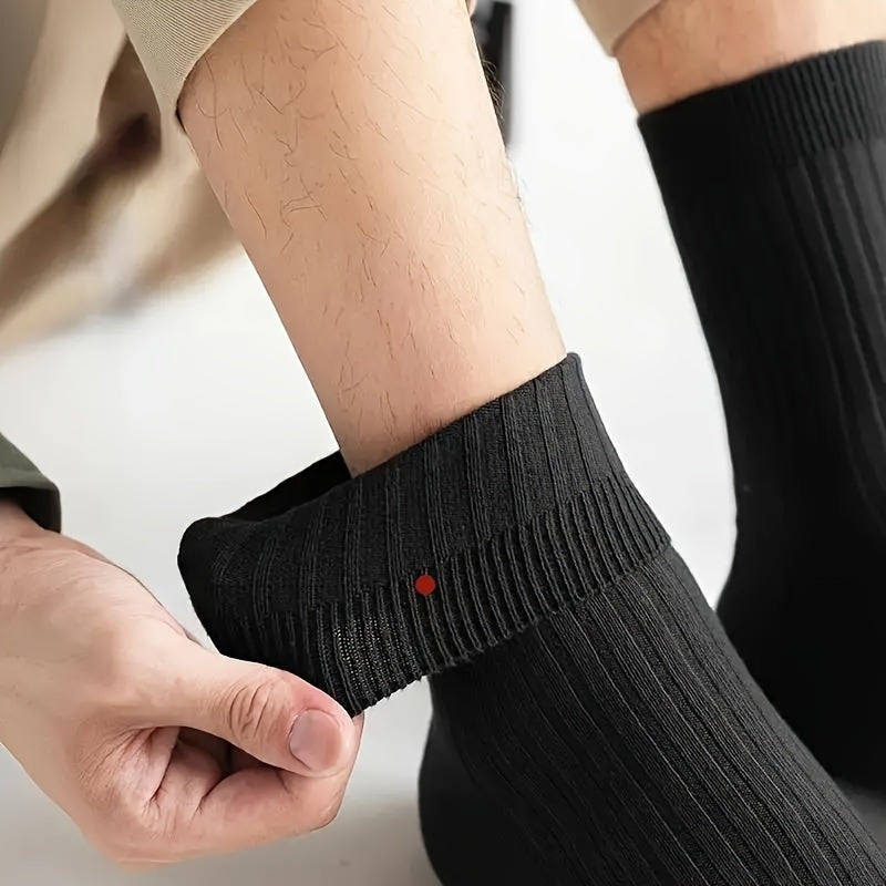 Men's Crew Socks 5/10 Pack Breathable Moisture-Wicking Odor-Resistant Solid Business Style for Fall Winter