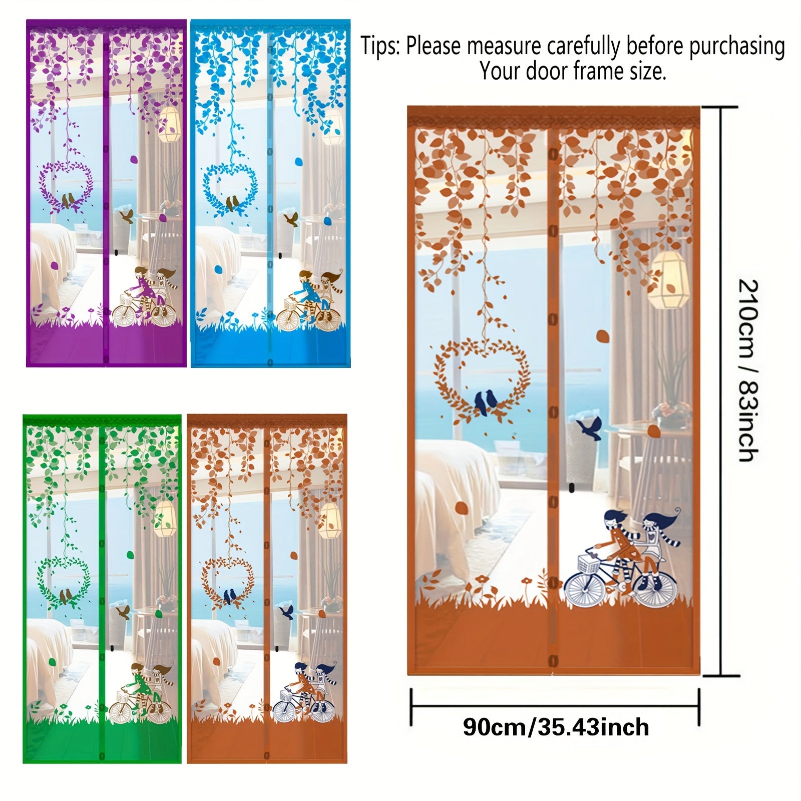 Woven Nylon Magnetic Screen Door with Self-Sealing Mesh Curtain for Pets and Kids