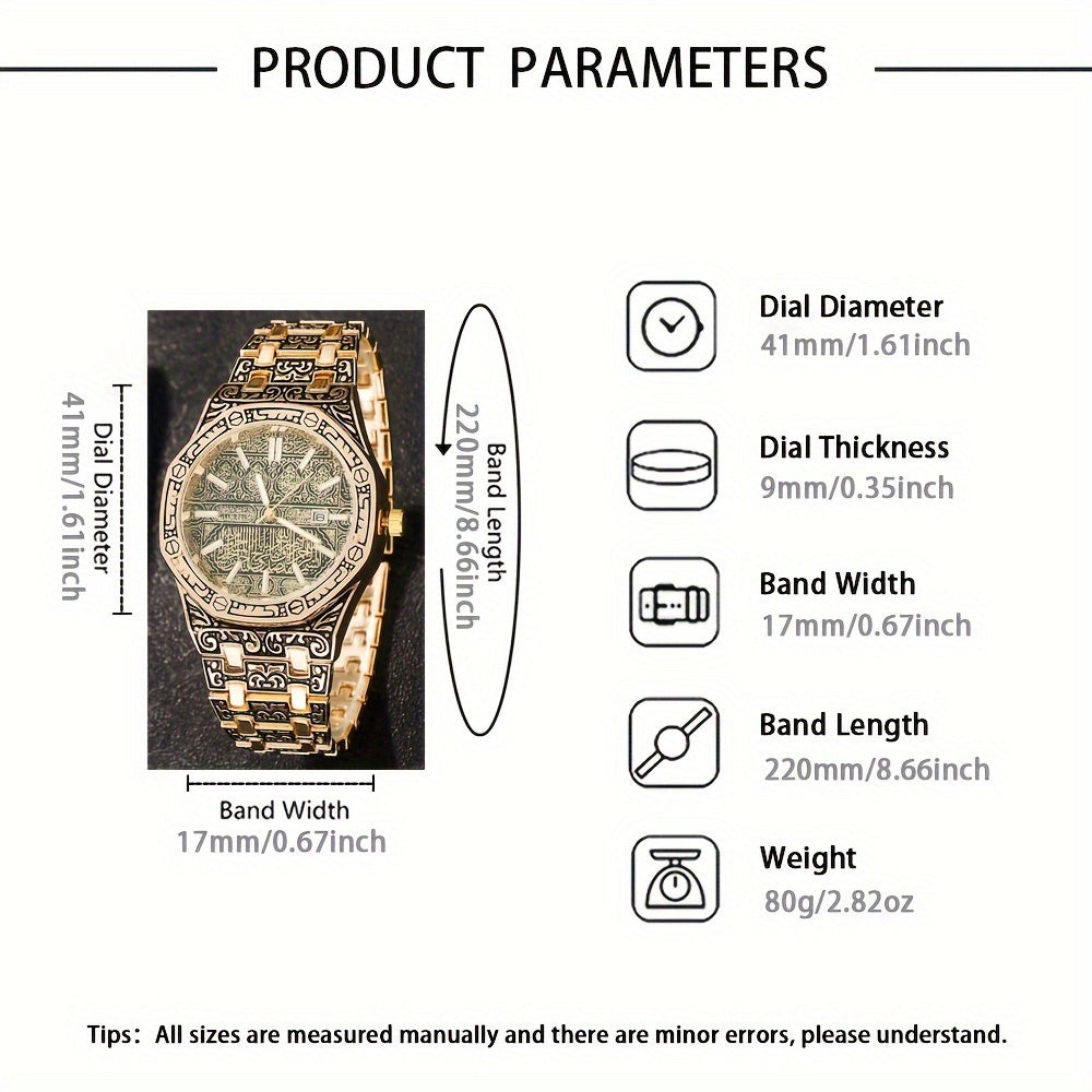 Men's Quartz Watch Alloy Round Dial Fashionable Business Wristwatch