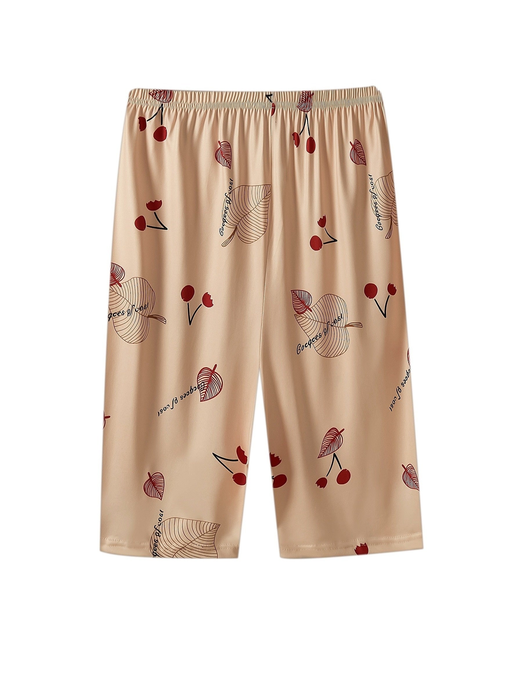 3 ta ayollar uchun plussiz o'lchamdagi gullar naqshidagi uyqu shortiklari, elastik bel va keng kesim bilan.