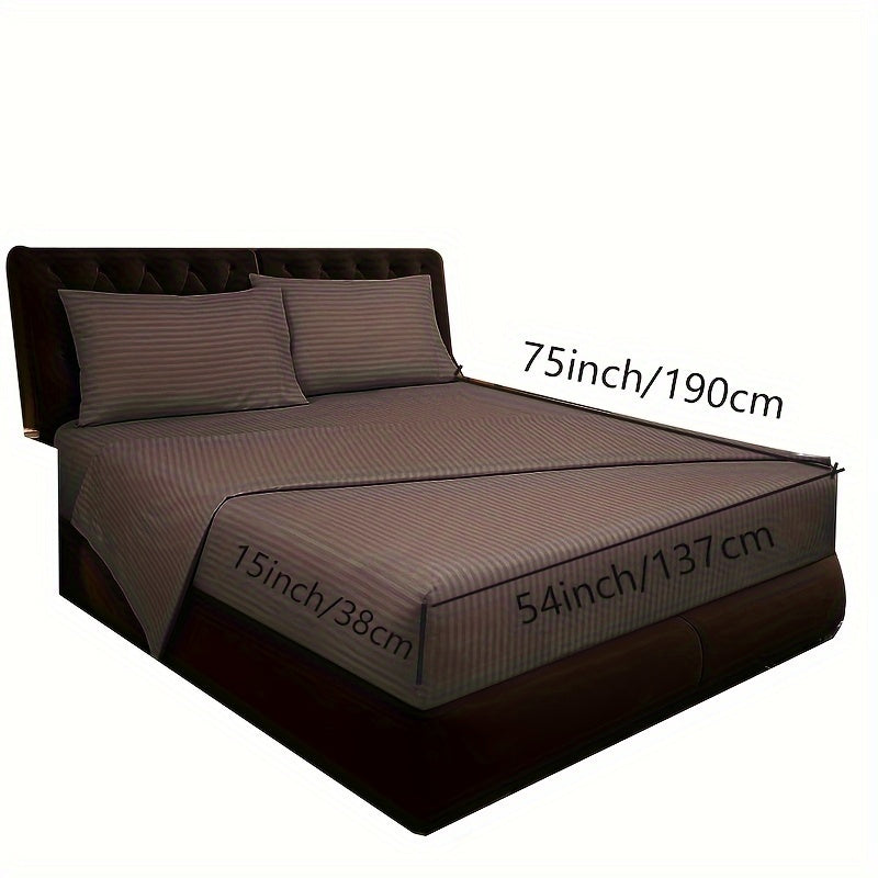 Luxury Striped Sheet Set 4 Pieces 1800 Thread Count Microfiber Deep Pockets Breathable