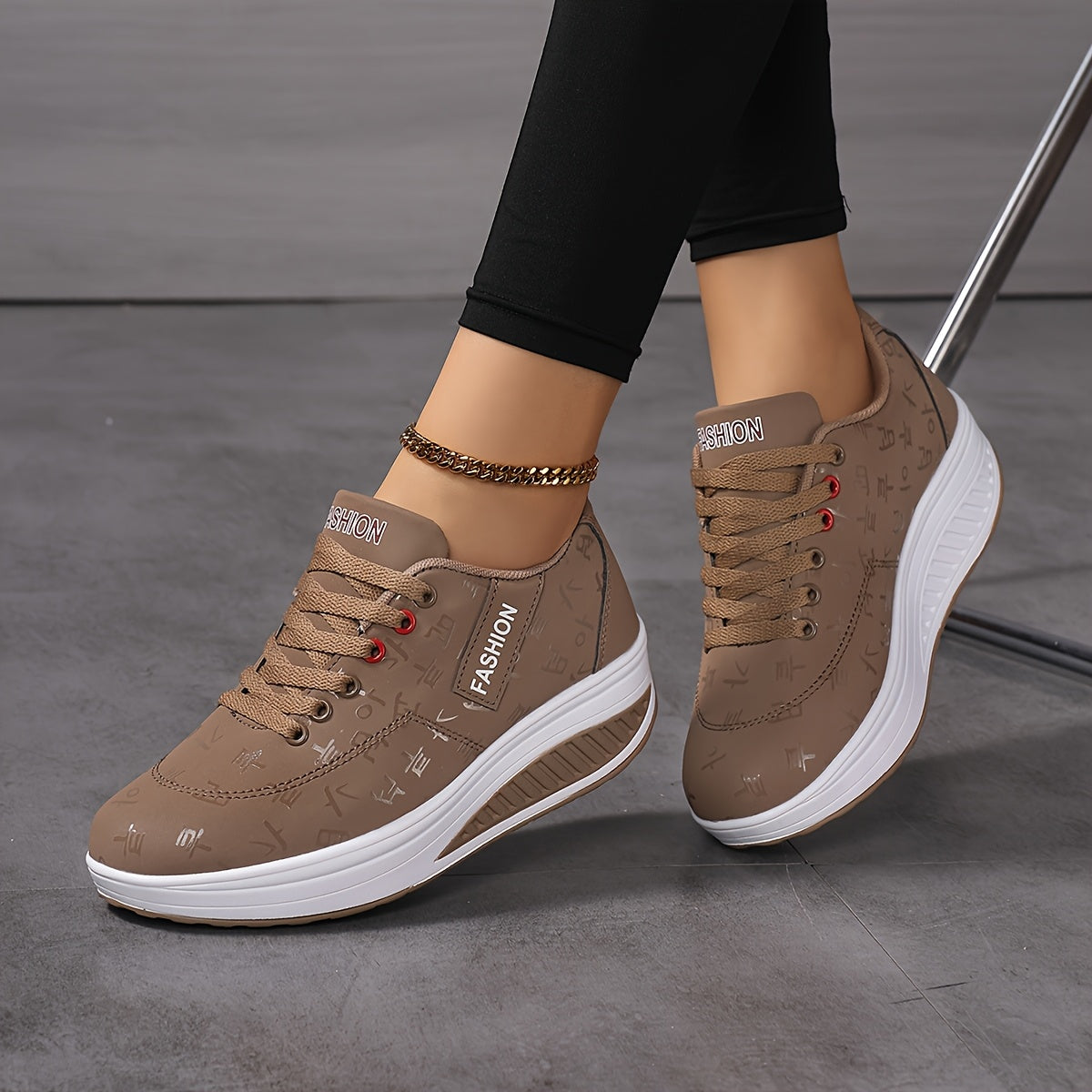 Women’s Fashion Sneakers Black with Pink Laces Lightweight Slip-Resistant Walking Shoes