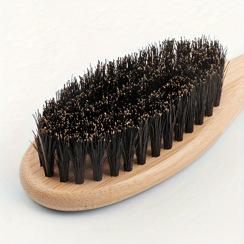 Мужская и женская бамбуковая и деревянная щетка для ухода за бородой с густой щетиной, абрикос