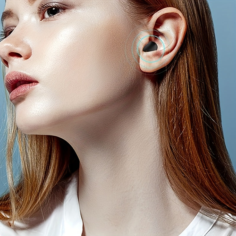 Auriculares inalámbricos en beige, azul y negro con estuche de carga USB-C para deportes y regalos