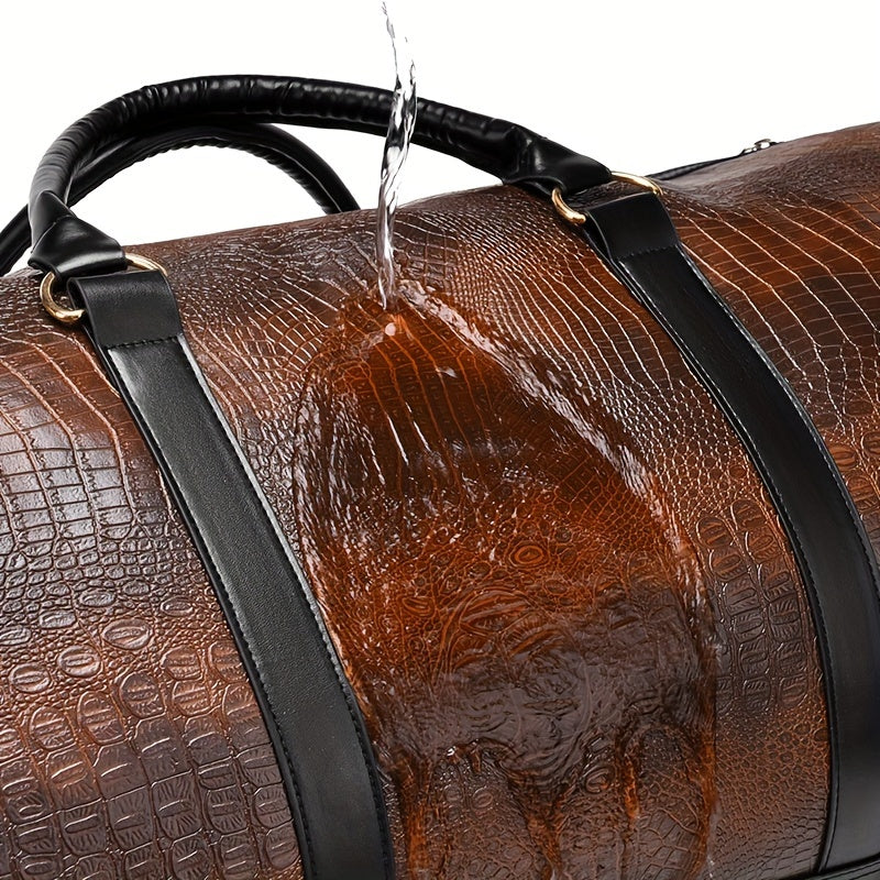 Unisex Vintage Crocodile Pattern Travel Bag Large Capacity for Vacation and Gifting