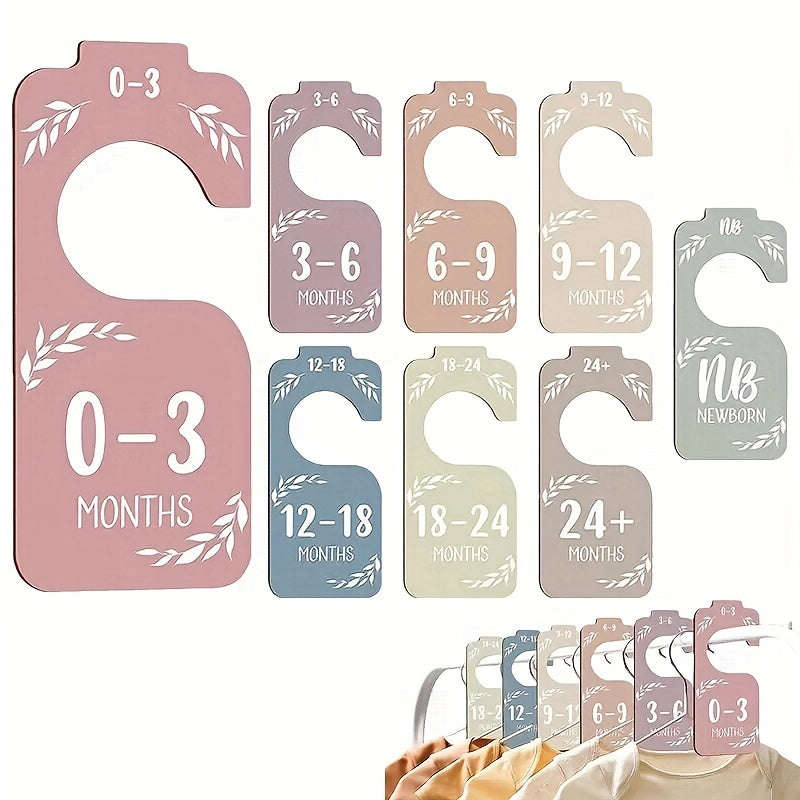 Set of 8 Wooden Clothing Dividers Double-Sided Colorful Size Organizers for Closet Storage