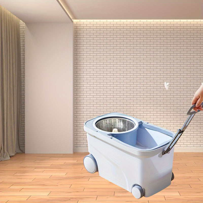 2 Pack Spin Mops and Buckets with 4-Wheel Wringer for Floor Cleaning