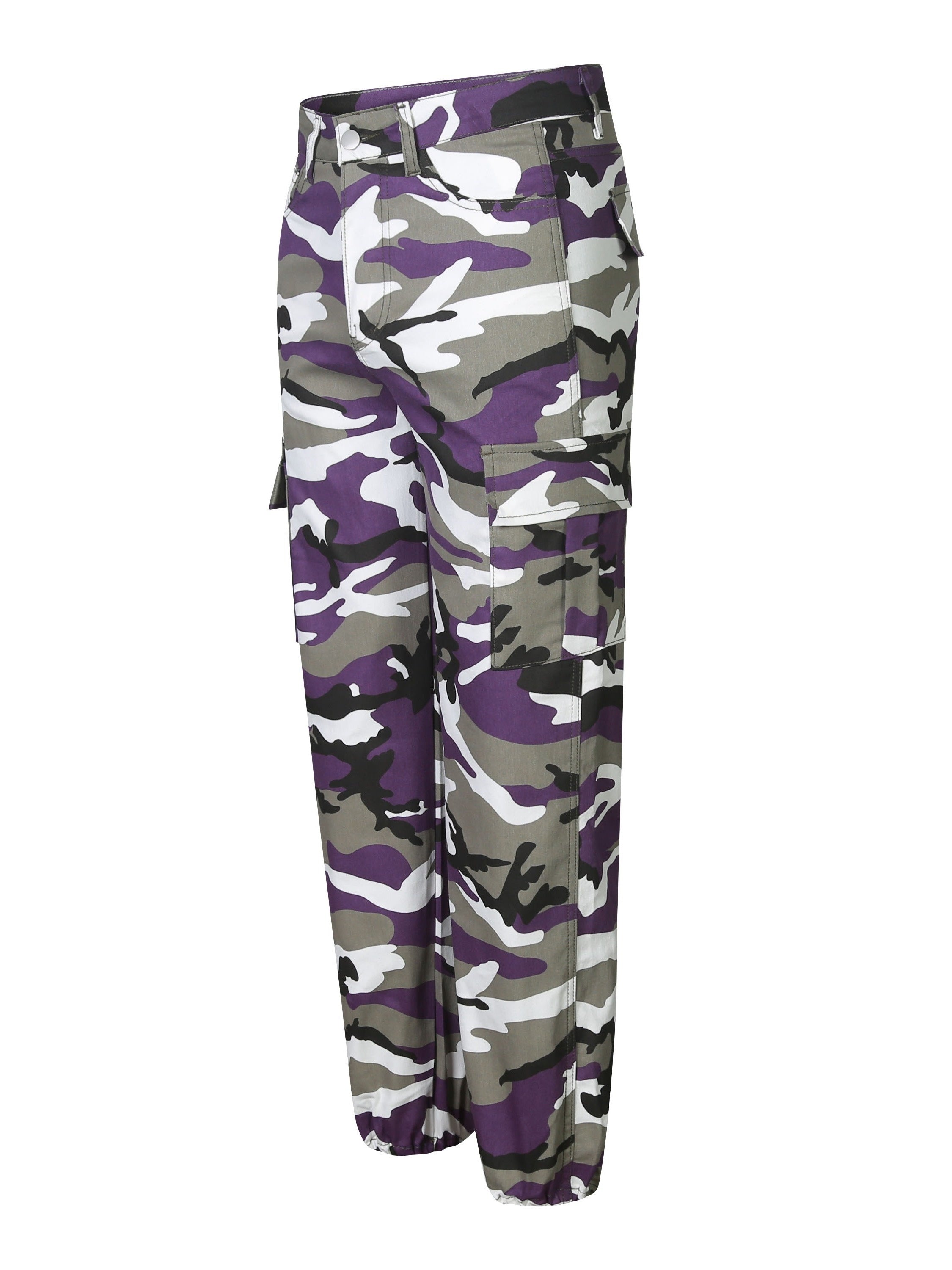Women's Plus Size Camo Cargo Pants Stretch Denim Street Style Workwear Trousers