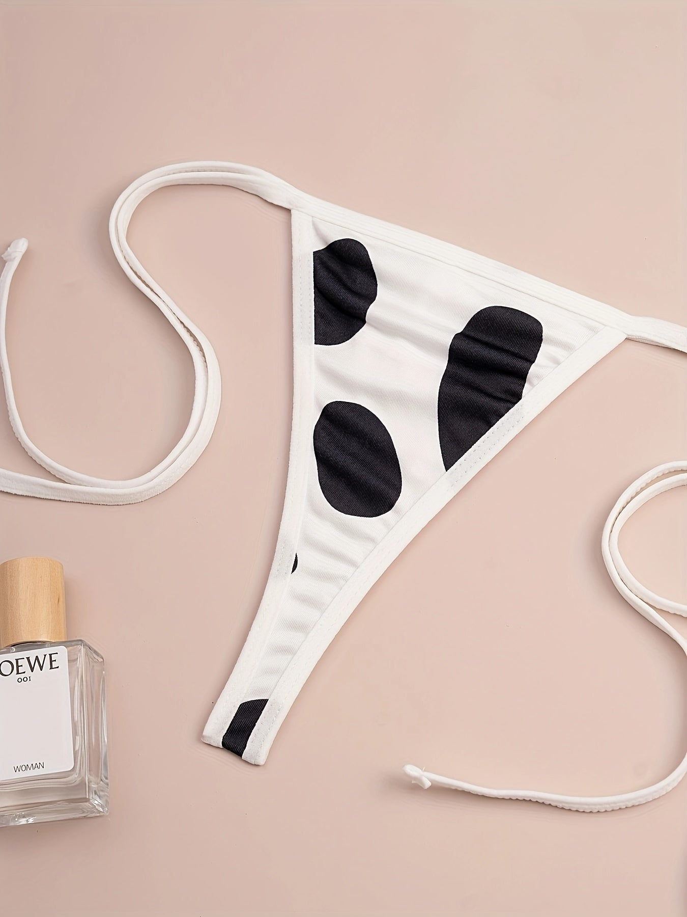 Cow Neck Strap Lingerie Set for Women, Adjustable, Satin