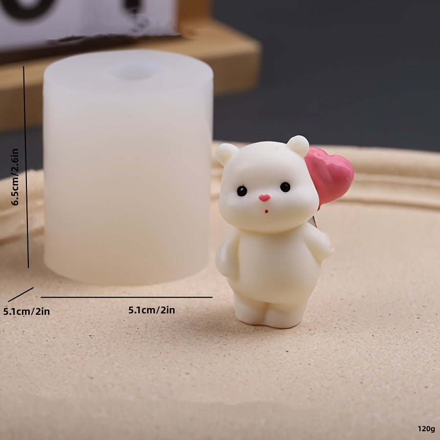 Molde de silicona Mini Bear para velas de aromaterapia y decoración de pasteles, pequeño accesorio de manualidades
