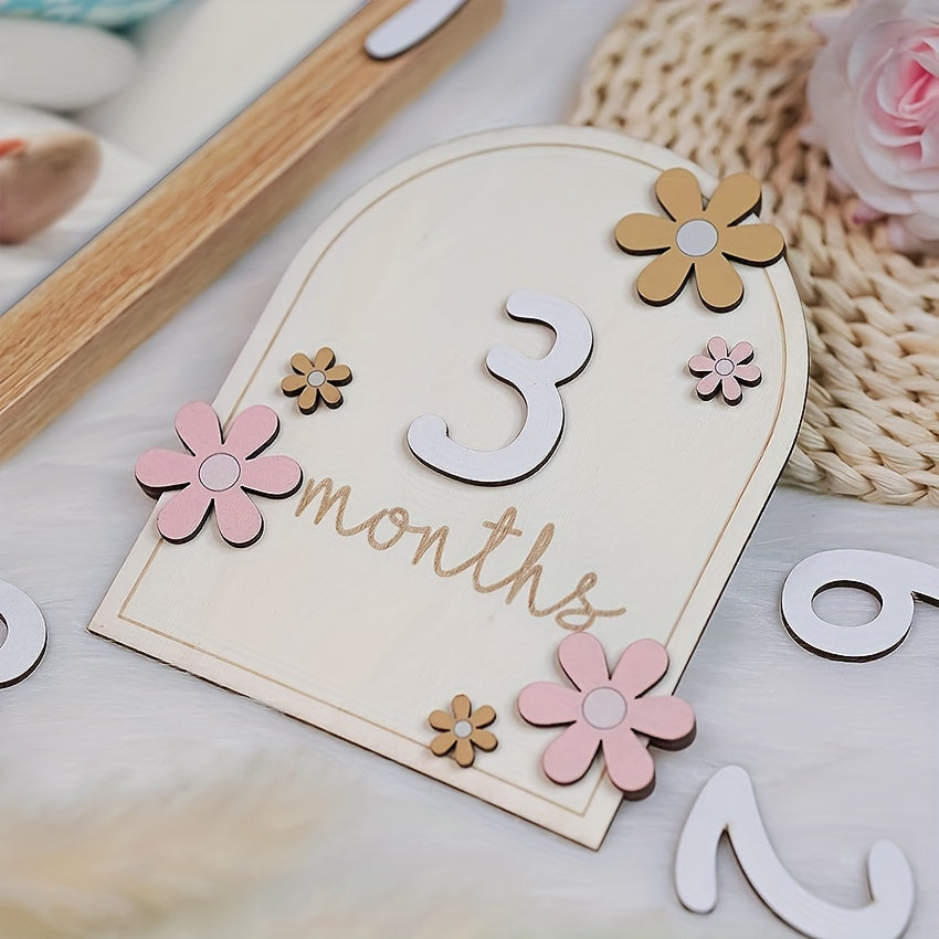 Wooden Milestone Birth Sign Set for Baby Photography and Growth Tracking