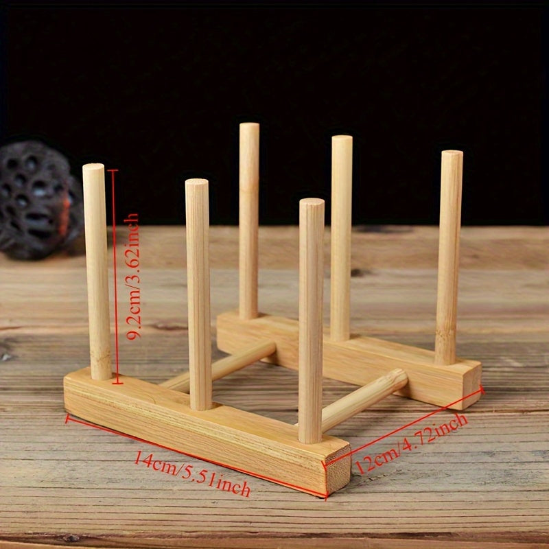 Bamboo Tea Set Holder Wooden Storage Rack Dustproof Cup Shelf for Kitchen