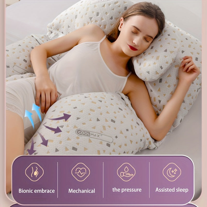 Dark Grey Maternity Pillow with Ultra-Soft Velvet Cover and U-Shaped Full Body Support