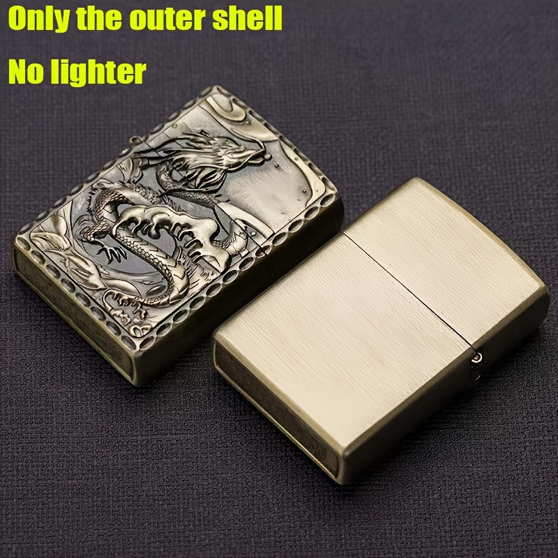 Bronze Relief Wall Decor With Four Divine Beasts and Windproof Lighter Case