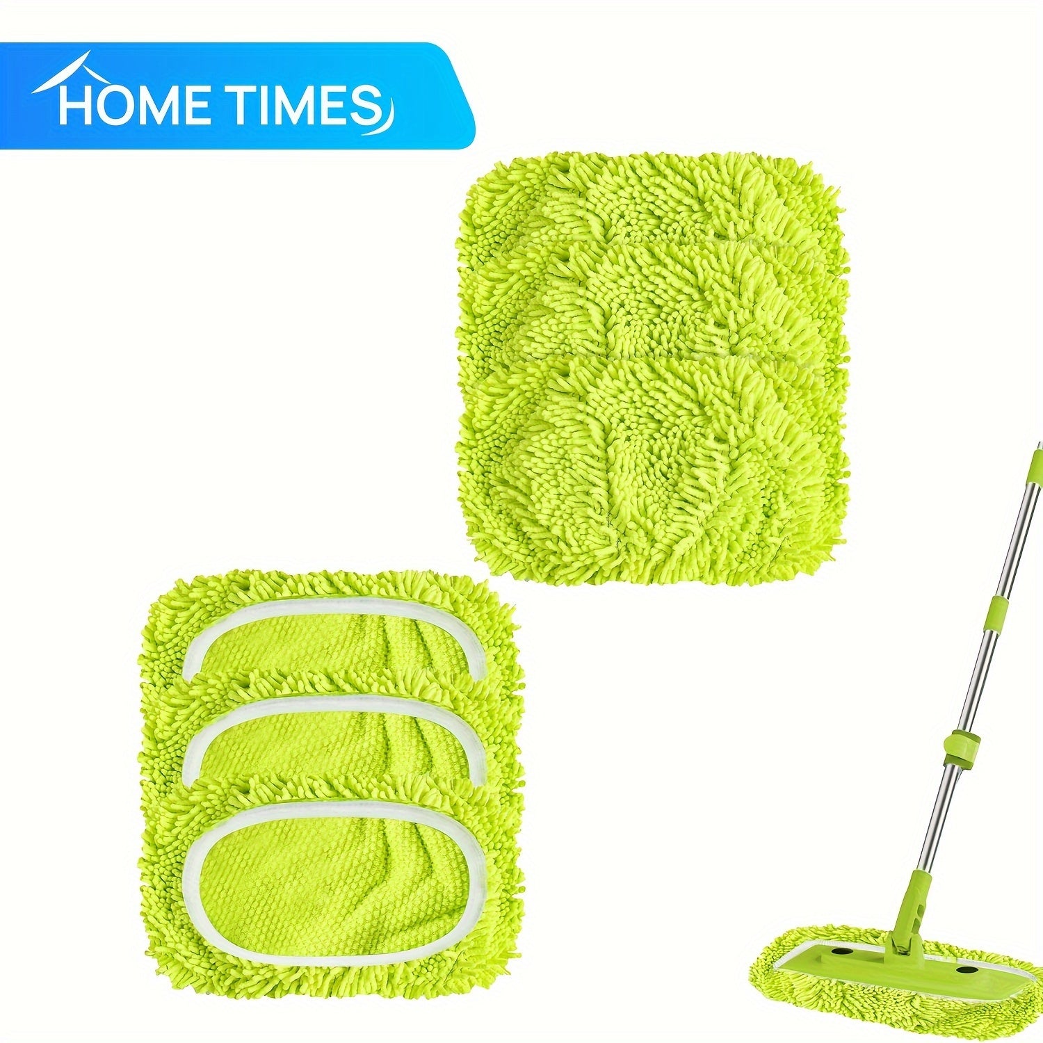 6-Piece Green Microfiber Mop Pads for Wet and Dry Floor Cleaning