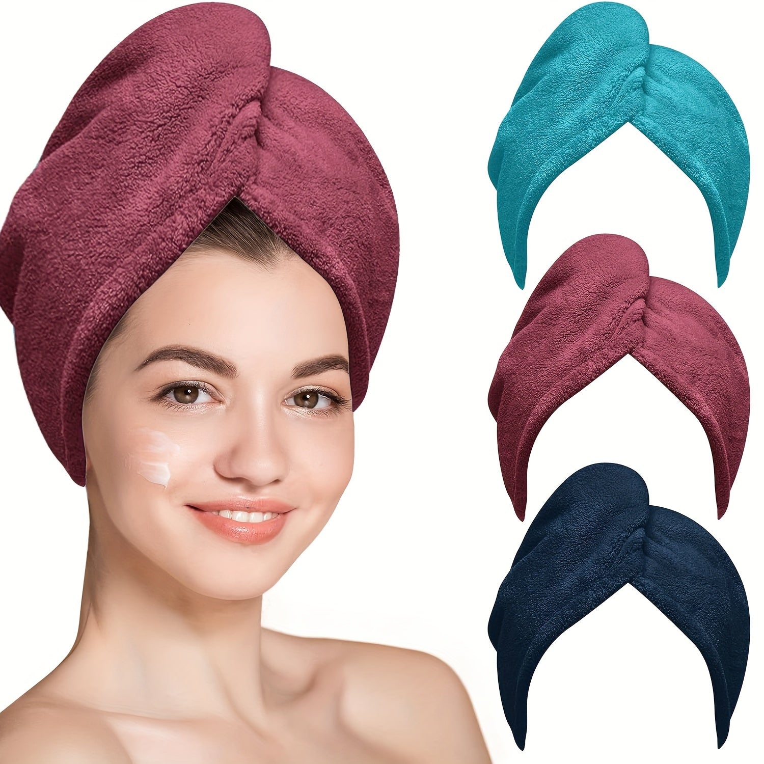 Microfiber Hair Towel for Fast Drying Anti-Frizz and Static Bathroom Use