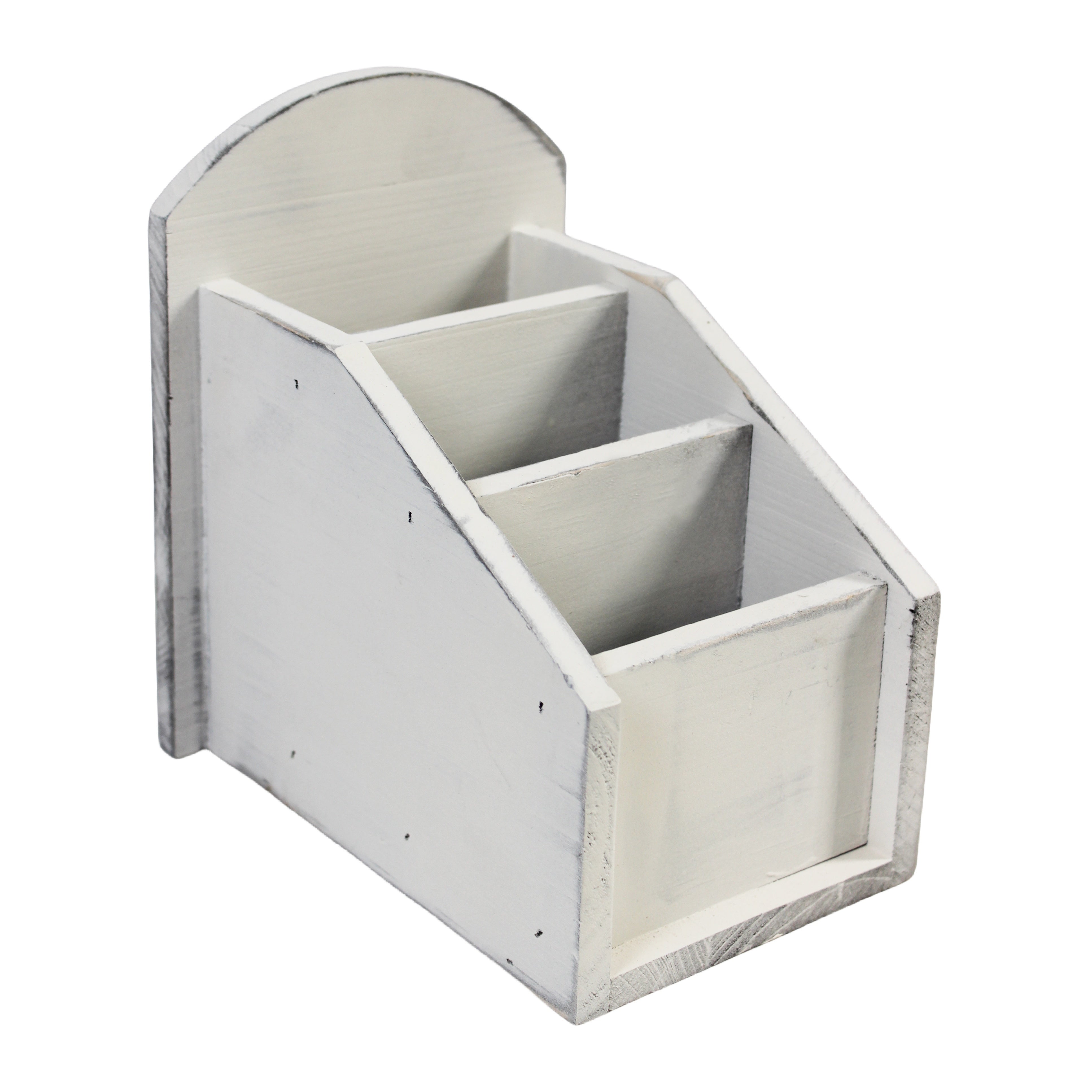 Organizador de almacenamiento de madera para controles remotos y teléfonos con 3 compartimentos